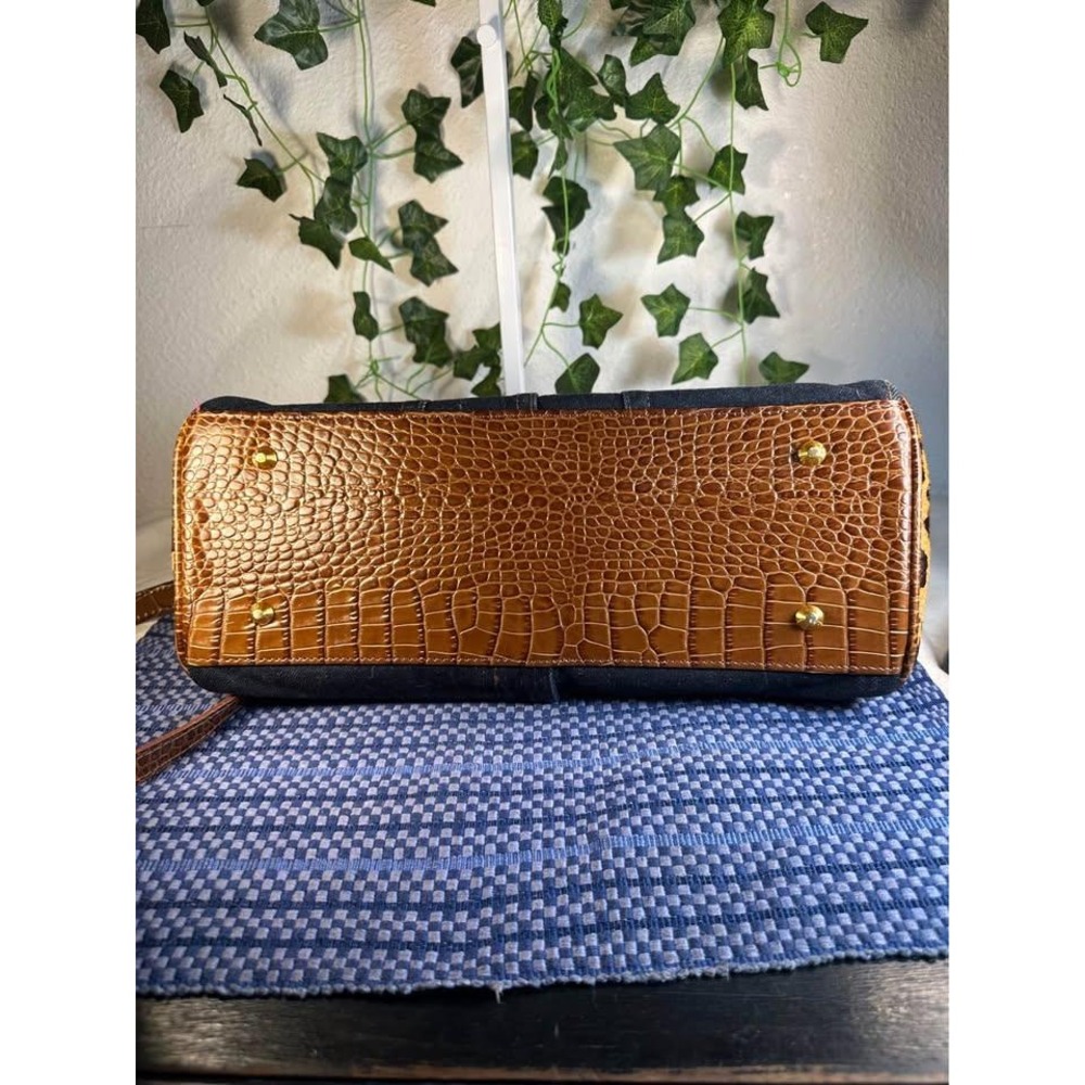 Clever Carriage Company Denim Studded Leopard-Print Cowhair Dr. Satchel - Picture 6 of 7
